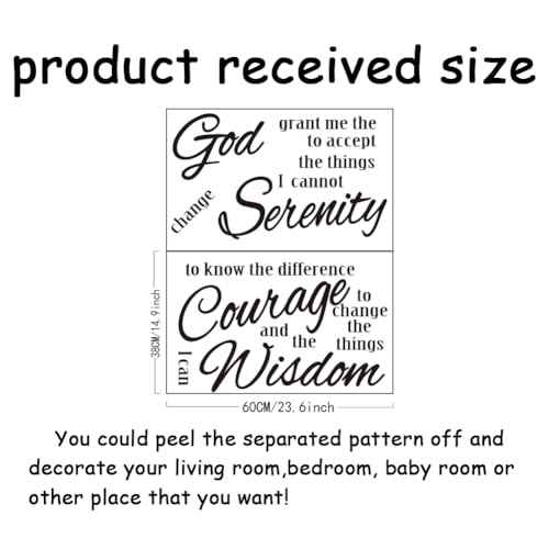 SUPERDANT Bible Verse Wall Sticker Serenity Prayer Wall Decals Inspirational Quotes Peel and Stick Large Vinyl Art Decor for Home Living Room Bedroom TV Background Christian Decoration