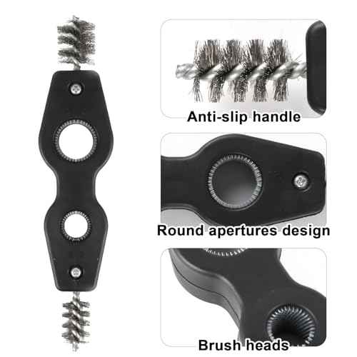 4-in-1 Copper Tubing Brush 1/2 in and 3/4 in Copper Pipe Cleaner Inner & Outer Thread Coppers Tubing Wire Brush for Brazing, Plumbing, Soldering 2 Pack(Black)