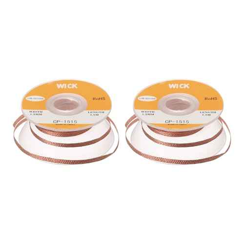 MECCANIXITY Solder Wick Braid No-Clean Desoldering Wick Braid 0.06 Inch Width 5 Feet Length for Remove the Solder Electrical Components 2 Pack