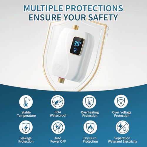 3000W Electric Tankless Water Heater - On Demand Hot Water with Digital Display, 110V