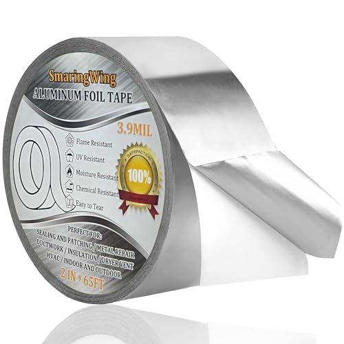 SmaringWing 2 inch x 65 ft Heavy Duty Aluminum Foil Duct Tape Waterproof HVAC Sealant