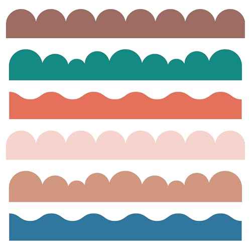6 Pack Scalloped Border Stencils for Painting Large Pattern on Wall, Door, Window, Reusable Multi-Wave Border Edge Template for Scandinavian DIY Wall Painting D?cor Projects.