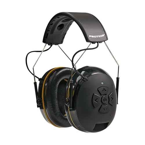 ROTEAR Bluetooth 5.3 Hearing Protection, NRR 25dB Noise-canceling Rechargeable Safety Earmuffs, Wireless Over-ear Headphones with Music for Mowing Lawn, Workshop, Snowblowing, Construction (BLACK)