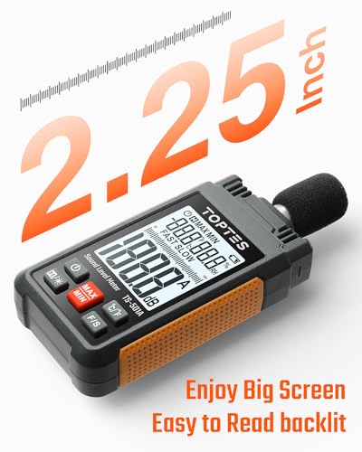 TopTes TS-501A Decibel Meter – 30-130 dB Sound Level Meter with 2.25" Backlit LCD