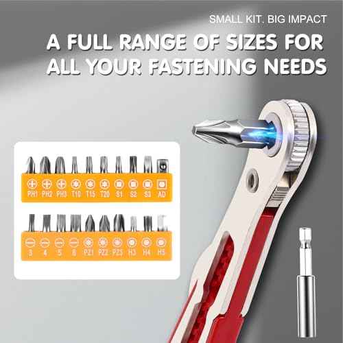 22-in-1 Magnetic Ratchet Screwdriver Set w/Reversible Wrench & Bits | Compact for Tight Spaces, DIY/Home/Car Repairs | Best Gift for DIYers, Handymen & Men