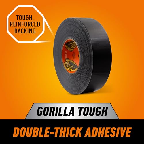 Gorilla Heavy Duty Duct Tape Black 1.88" x 50 Yd Reinforced All-Weather Tape