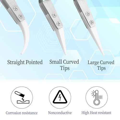 6 Pcs Precision Ceramic Reverse Solder Tweezers Non-Conductive Heat Resistant Tweezer for Crafting Anti-Magnetic Pointed and Curved Tip Tweezer for Soldering Jewelry Pinching Coils While Firing Silver