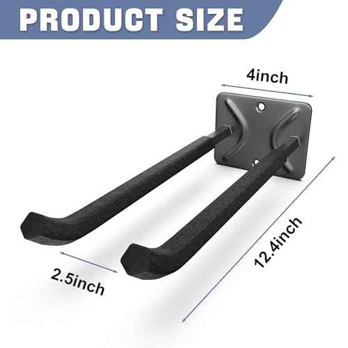 WALMANN Wall Mounted Garage Hooks, Heavy Duty 12-inch Tool Hooks for Hanging, Tool Hangers for Car Tires, Ladders, Folding Chairs, Strollers, Garden Tools (Pack of 4)