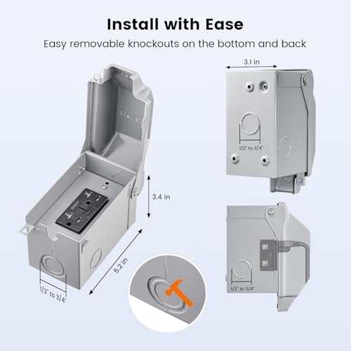 SURAIELEC 20A GFCI Outdoor Electrical Outlet Box Weatherproof Rust-Resistant