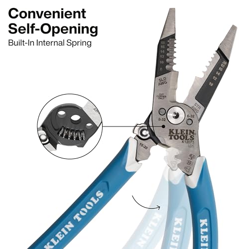 Klein Kurve Heavy-Duty Wire Stripper - Self-Opening, Slim-Forged Design, Electrical Pliers