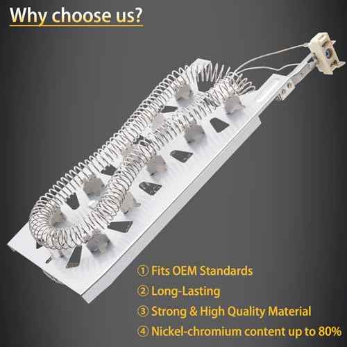 Dryer Heating Element Kit Compatible With Whirlpool WED5620HW2 WED6620HC0 WED6620HC1 WED6620HC2 WED5800BW0 WED6120HW1 WED6620HW1 WED6620HW0 WED5700XW0 WED6120HW0 WED5610XW1 WED5600XW0