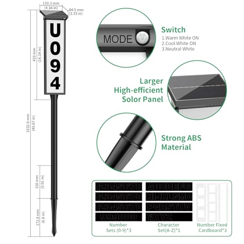 Solar House Number Sign with LED Light | Waterproof Outdoor Address Sign