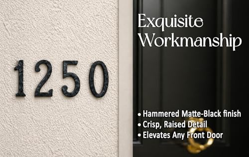 NACH 5.5 Inch Black Rustic House Numbers - Outdoor Address Numbers with Mounting Hardware - Model 1