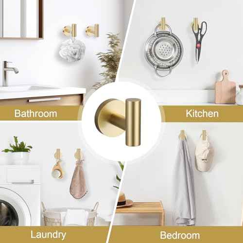 Brushed Gold Bathroom Hardware Set, 5 Pieces Gold Towel Bar Bathroom Accessories, Upgraded Toilet Paper Holder with Shelf Set, 23.6 Inch Towel Rack Towel Holder for Bathroom Wall