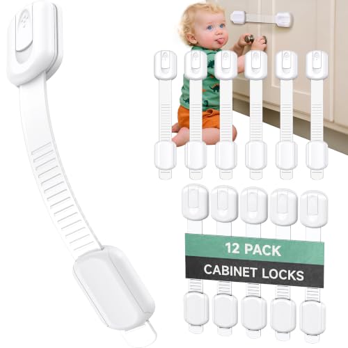Infinno Baby Proofing Cabinet Locks White 12 Pack - Child Safety Latches