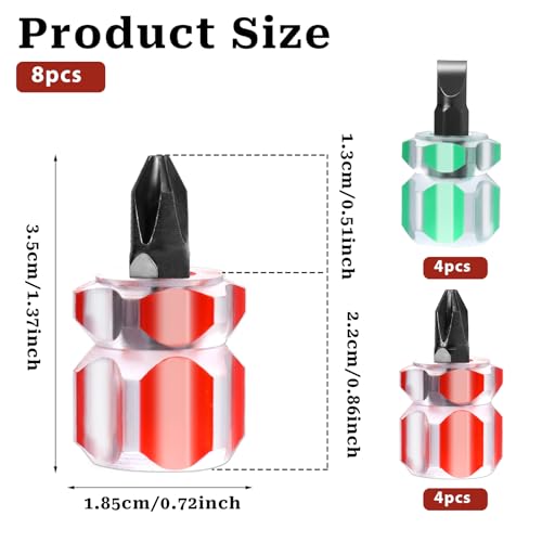 8 Pieces Sewing Machine Screwdriver Sewing Machine Tools Small Stubby Screwdriver with Flat Head and Cross Head for DIY Repairing Sewing Projects