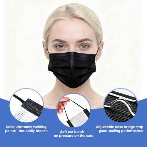 4-Ply Filter Individually Wrapped Disposable Face Mask Soft Earloops Latex-free Adults Daily Protection Large 50 Pack