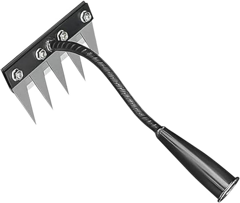 Garden Weeding Rake,Iron Weeding Rake 2.0 Carbon Steel Garden Hoe for 7 Tooth Multifunctional Nail for Lawn and Yard Hoe Tool (7 Teeth)
