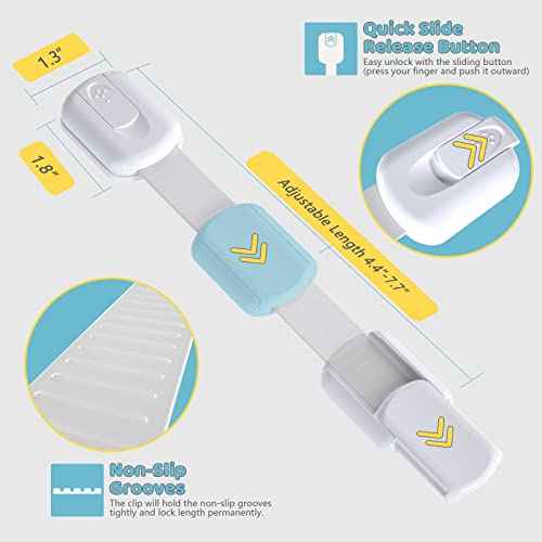 4our Kiddies Child Proof Cabinet Locks for Baby Proofing, 14 Pack Baby Proof Drawer Locks for Kids, Child Safety, Adjustable Child Locks for Cabinet and Drawers with 12 Extra 3M Adhesives, No Drilling