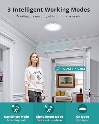 Wowatt Rechargeable 2-Pack Ceiling Lights with Motion Sensor, 3 Color Modes