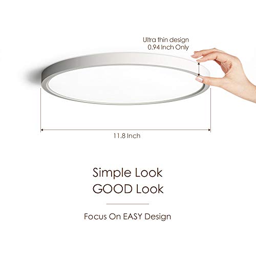 TALOYA 12 Inch LED Ceiling Light 20W Flush Mount with 5 Color Temperatures - White, 1 Pack