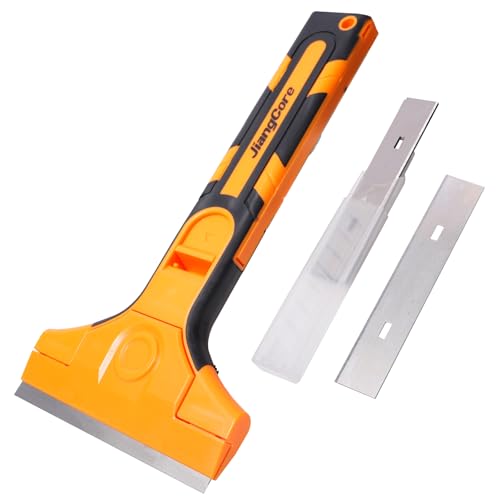 4" Razor Blade Scraper Tool ? Wide Scraper Tool with 15 Extra Replacement SK5 Blades,Glass Cleaner for Stove Tops, Windows, Paint Removal and Adhesive Residues