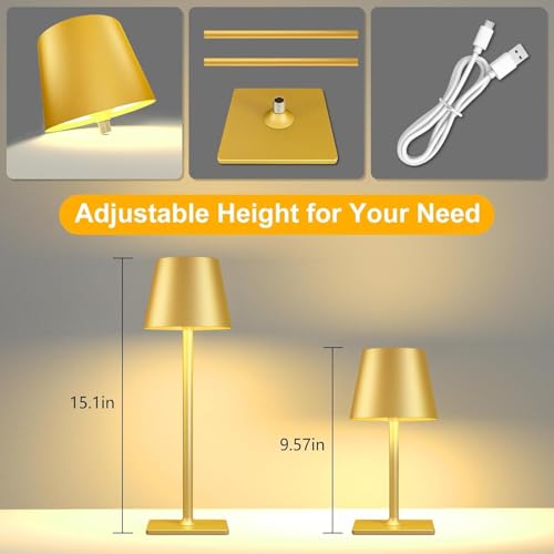 Yogaret Gold Rechargeable Cordless Table Lamp 2 Pack - Waterproof & Dimmable