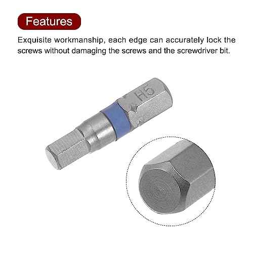 HARFINGTON 8pcs H5 Hex Screwdriver Bit 5mm 1/4" Hex Shank 1" Length S2 Steel Magnetic Power Drill Bits