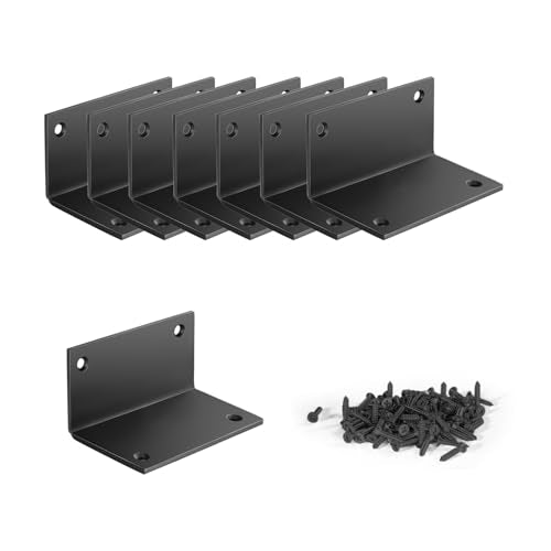 IronArtistry Heavy Duty Black 2.76 Inch L-Shaped Corner Brackets with Screws - 8 Pack for Furniture & Woodworking