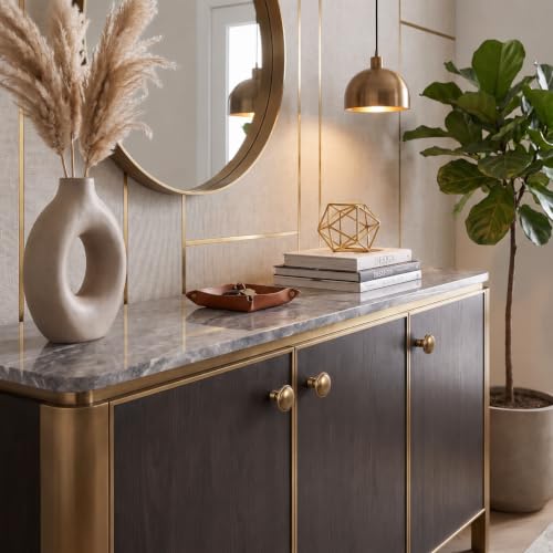 Khtumeware 10 Pack 1-1/4 Inch Champagne Bronze Cabinet Knobs - Solid Round Drawer Pulls