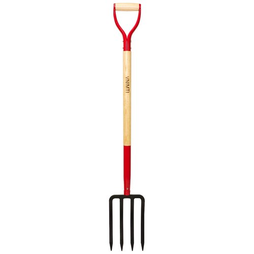 VNIMTI Garden Fork,4-Tine Spading Fork,Compost Fork,Steel Digging Fork,45Inch,Steel Y-Grip,Wooden Handel