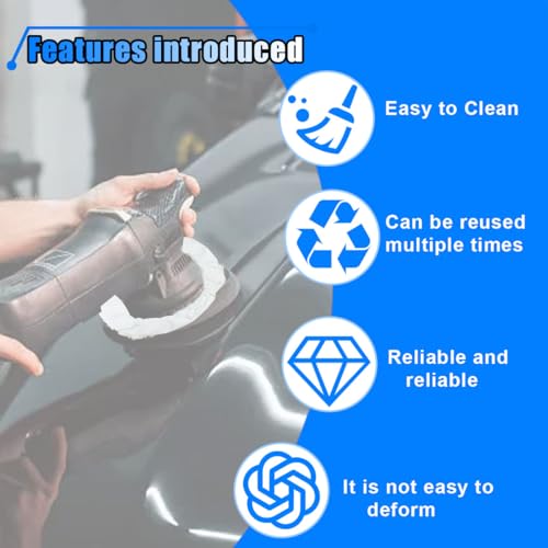 6PCS 7 Inch Car Wool Polishing Pad, Buffing Pad with Drawstring for Car Waxing & Cleaning, Polishing Bonnet for Vehicle, Glass, Furniture, Auto Polisher Pad Kit for Drill Buffer
