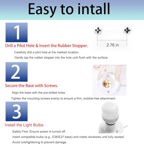 10ft E26/E27 Light Socket with On/Off Switch, Power Cord for Indoor & Outdoor Use