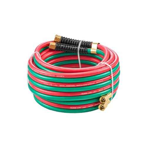 VEVOR Oxygen Acetylene Hose, 1/4-Inch x 25FT Oxy Acetylene Hose with 9/16"-18 LH/RH B Fittings, R Grade Welding Torch Twin Hose with 300PSI Maximum Working Pressure for Cutting Soldering Brazing