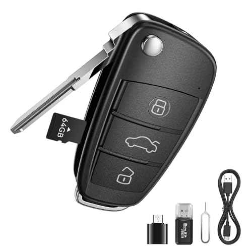 64G 1080P HD Mini Camera, Small Nanny Cam for Home Security, Car Key Camera for Motion Detection, Loop Recording, Night Vision, Take Photos, Long Battery Life, Easy to Use & Carry