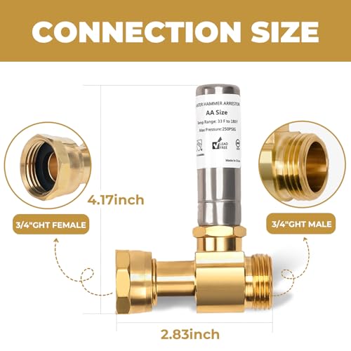 SECKWHALE 2-Pack Stainless Steel Water Hammer Arrestor 3/4" Swivel FHT x MHT Straight