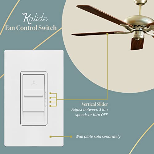 TOPGREENER Kalide 3-Speed Fan Wall Switch White, 1 Pack (Single-Pole)