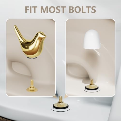 MENNTY Gold Bird Toilet Bolt Covers Set - Decorative Ceramic Bathroom Accessories