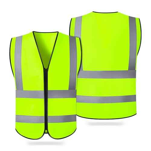 Security Vest,Hi Vis Reflective Safety Vest for Men Women Work,Mesh High Visibility Class 2 Construction Vest with Zipper