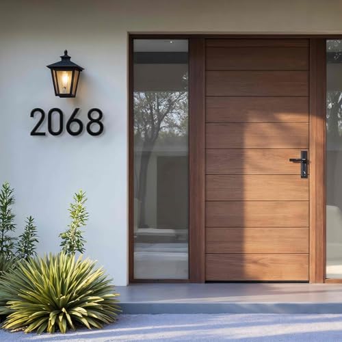 HouSi 6 Inch Black Floating House Number - Modern Metal Address Sign, Model 1