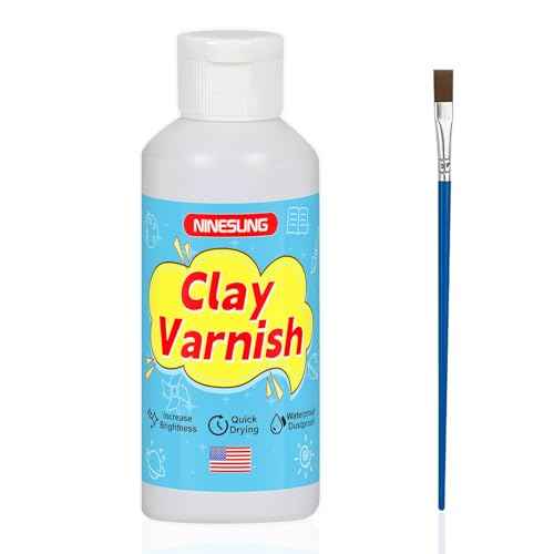 Clay Varnish, Air Dry Glaze, Sculpture Sealant, Glossy Varnish for Polymer or Air Hardening Clay, Clear Gloss With Brush (Clear, 2 oz)