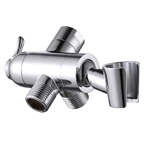 Polished Chrome Shower Arm Diverter Valve with Handshower Mount - 3 Way Brass Bathroom Replacement