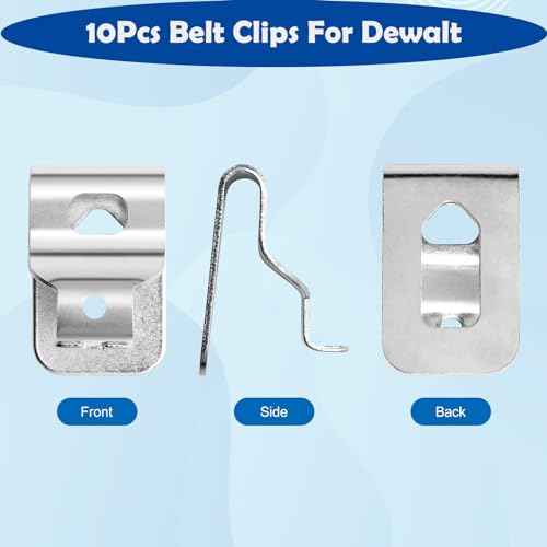 10PCS Belt Clips for Dewalt, Anglecai Drill Tool Clips Hook Kit 304 Stainless Steel Drill Belt Hook with Screws for Dewalt N268241 Fit for 20V Power Tools DCD980 DCD780B DCD785X DCD791D2 DCD795D2