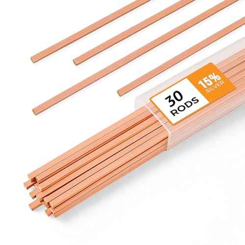 30pcs Brazing Rods AWS BCuP-5 15% Silver Solder Phos Copper Brazing Alloy Flat Welding Rods 0.050"x1/8"x10" for HVAC, Refrigeration, and Industrial Applications