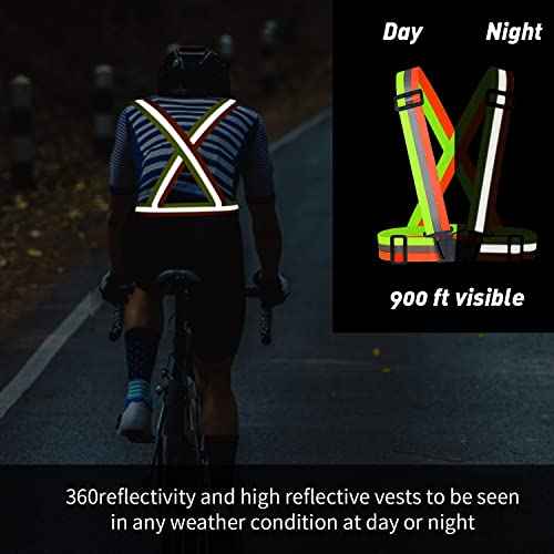2 pcs Reflective Vest, Adjustable High Visibility Reflective Safety Straps Gear for Run, Cycling,Pet Walking
