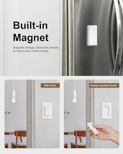 Remote Control Light Bulb Socket with Decorator Rocker Wall Switch - 1 Wall Switch + 1 Socket