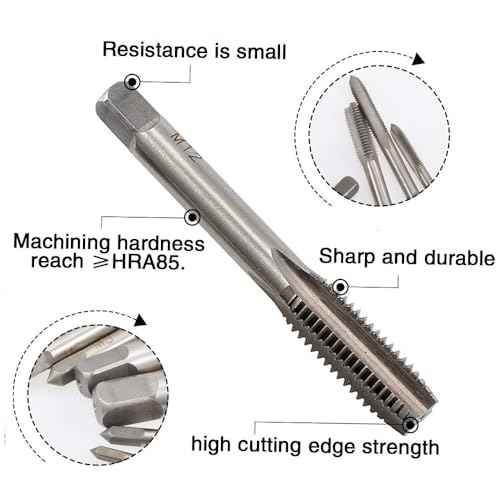 Fixinus 7 Piece Metric Thread Tap Set, HSS Tapping Tool Set M3 M4 M5 M6 M8 M10 M12 Hand Tap Set