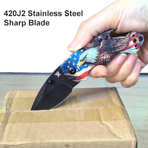 Mini Folding Pocket Knife, Multifunctional Knife with Bottle Opener, Glass Breaker, Light Weight Camping EDC Knife for Men Women