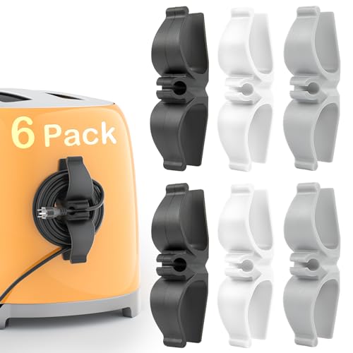 Cord Organizer for Kitchen Appliances 6Pcs Adhesive Cord Holder (2 Black, 2 White, 2 Grey) Daisyhome
