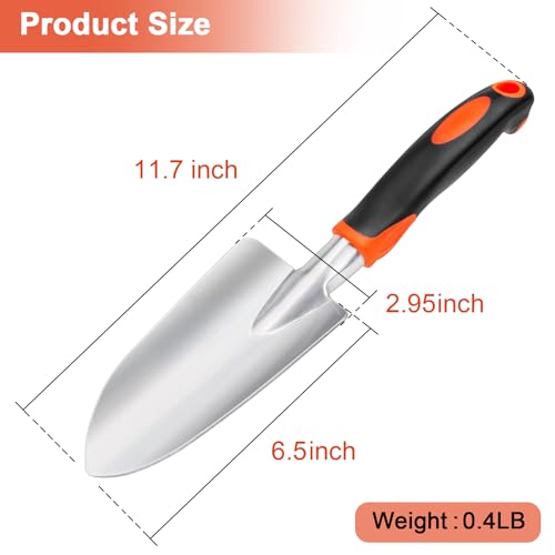 MECHEER Orange Gardening Trowel - Heavy Duty Hand Shovel with Ergonomic Handle